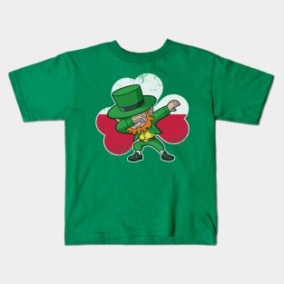 Irish Polish Dabbing Leprechaun Shamrock Kids T-Shirt